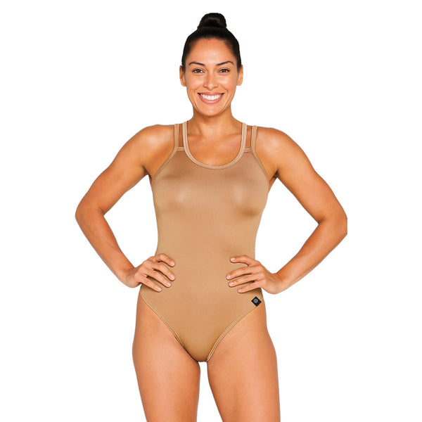 Vestido de baño entero cruzado 2 Back Oro Metalizado