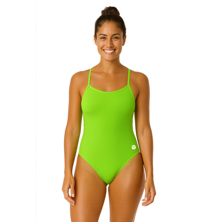 Vestido de baño entero tiras Verde neón