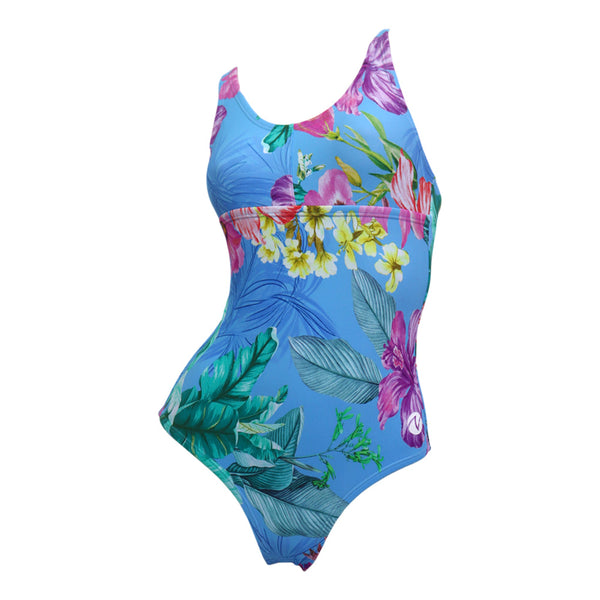 Vestido de baño enterizo tropiflor azul