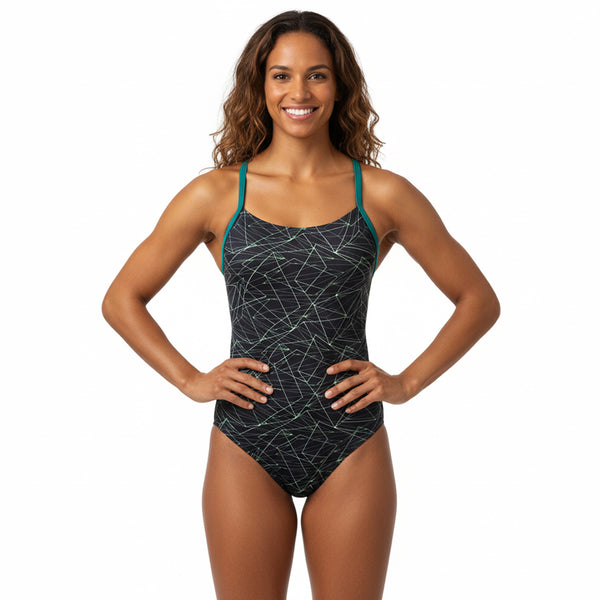 Vestido de baño entero tiras Cosmos green